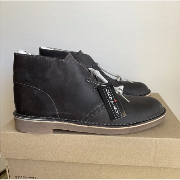 Clarks Mens Graphite Leather Cuir Lace-Up Chukka Boots Shoes 26147285- MEN 7.5